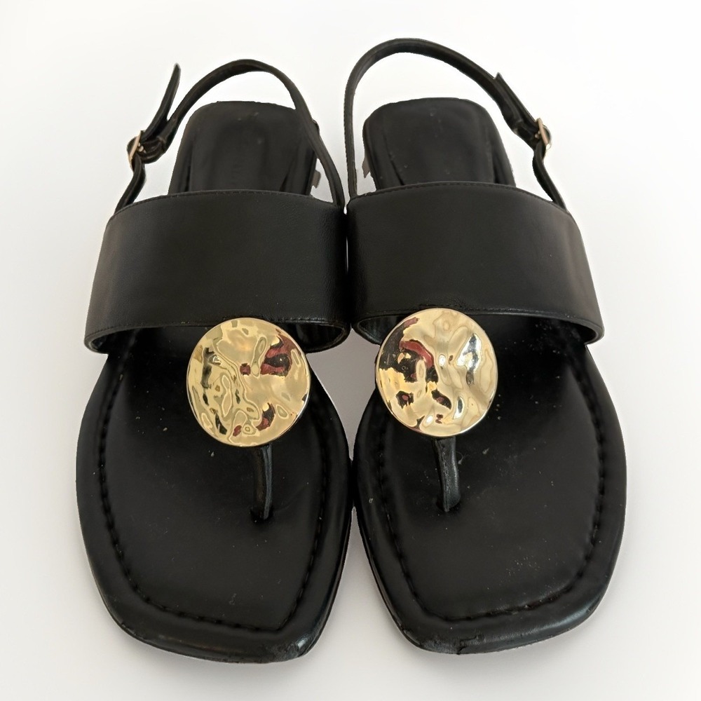 White House Black Market sling back sandals Black Leather Women's 6.5